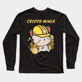 Crypto Miner Tabby Cat Long Sleeve T-Shirt